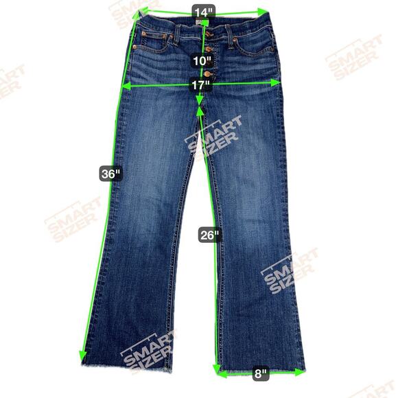 J. Crew 9” Billie Demi Boot Crop Dark Wash Fray Hem Button Fly 26 Inseam Size 28 - Picture 9 of 16